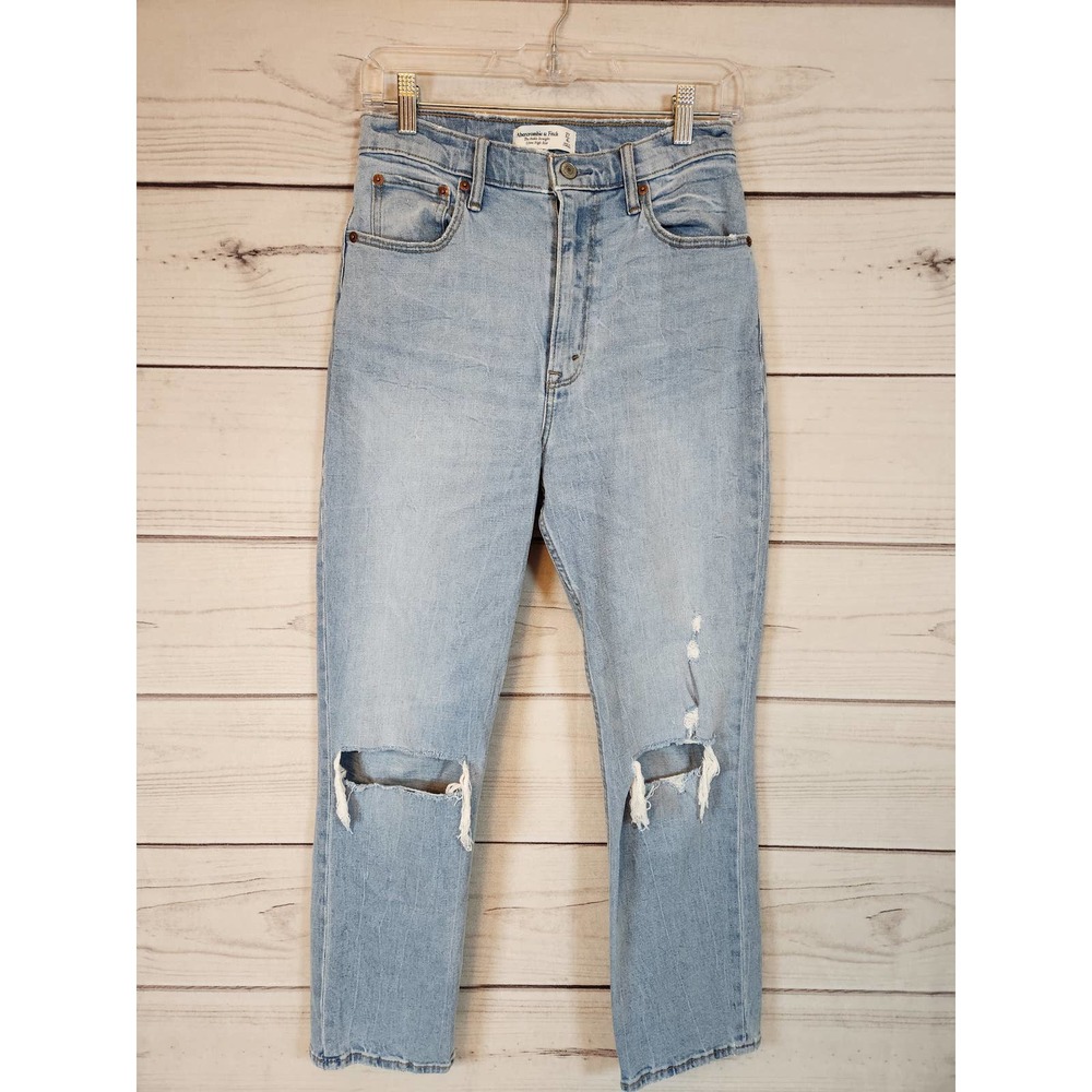 Abercrombie & Fitch Women's Blue Ultra High Rise Straight Ankle Jeans Size 27/4
